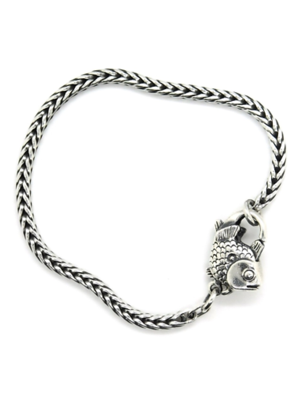 Trollbeads Braided Fish Clasp Bracelet - Silver